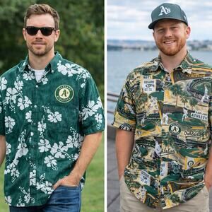 Reyn Spooner x Oakland Athletics A's AOP/Hawaiian Button Shirt Mens XL Baseball